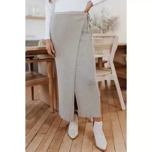 Free People Knit Ribbed  Borderline Midi Marble Combo Skirt